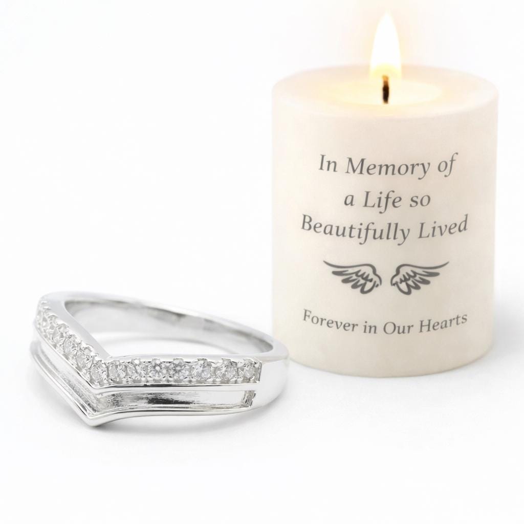 Sterling Silver Wishbone Ring for Ashes • Custom Memorial Keepsake Jewellery with Inclusion Kit