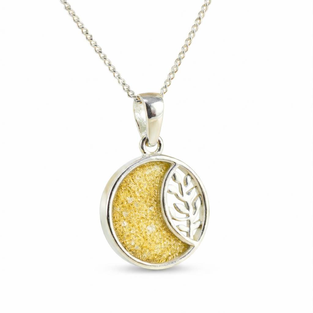 Sterling Silver Tree of Life Memorial Necklace – Crescent Moon Ashes Pendant 18 Inch Chain