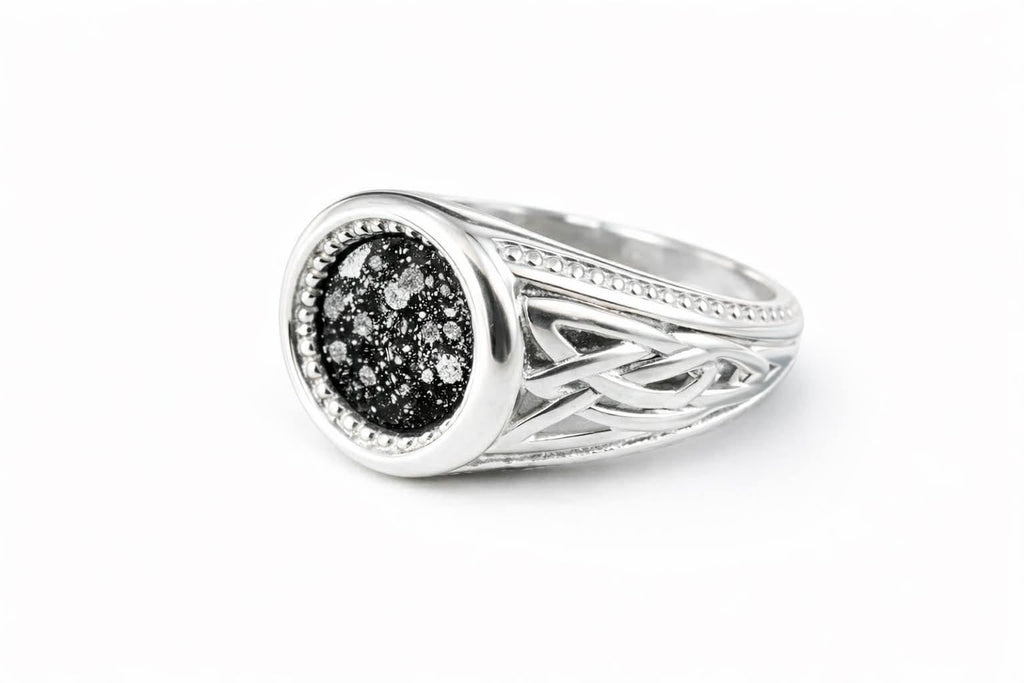 Sterling silver Celtic knot memorial ring for ashes with free inclusion kit