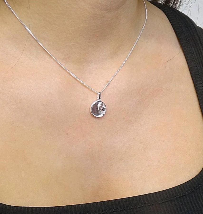 Sterling Silver Tree of Life Memorial Necklace – Crescent Moon Ashes Pendant 18 Inch Chain