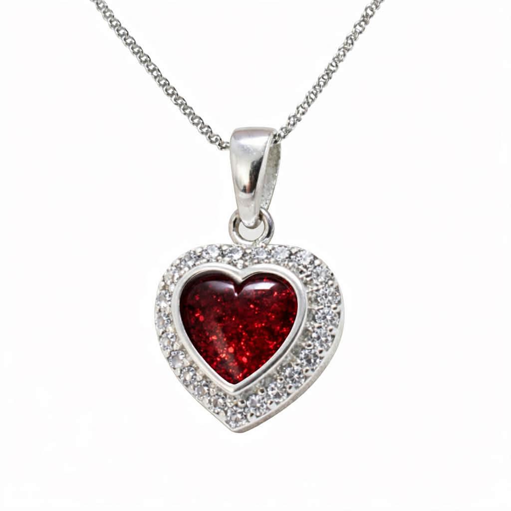 Custom Heart Memorial Necklace, Sterling Silver 925 Keepsake Jewelry (Ashes, Hair, Fur)
