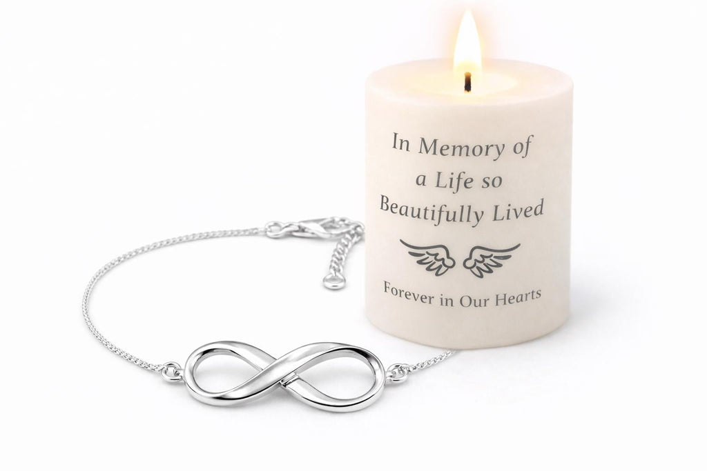 Sterling Silver Infinity Bracelet – Memorial Remembrance Jewellery, Sympathy Keepsake & inclusion kit