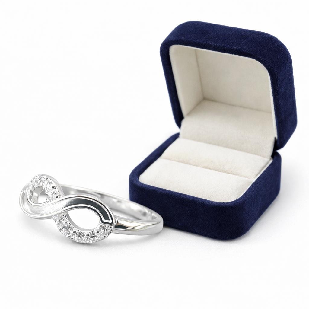 Personalised Memorial Infinity Ring with Ashes – Sterling Silver Keepsake