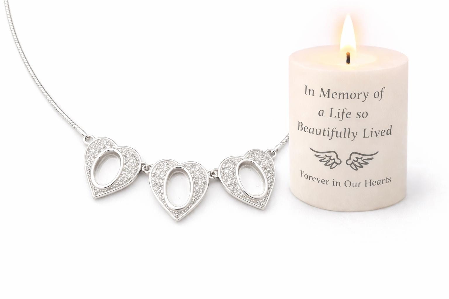 Personalised Memorial Bracelet for Loved One or Pet – Three Heart Sterling Silver Keepsake
