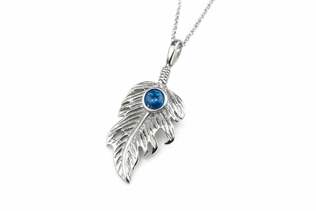 Sterling Silver Feather Necklace for Ashes • Custom Memorial Pendant & Inclusion Kit • Sympathy Gift for Loss of Loved One