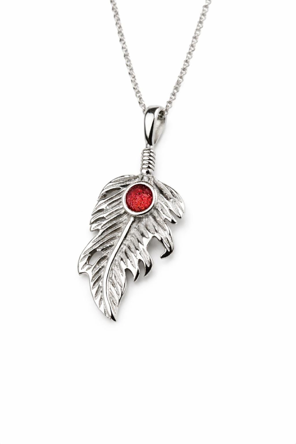 Sterling Silver Feather Necklace for Ashes • Custom Memorial Pendant & Inclusion Kit • Sympathy Gift for Loss of Loved One