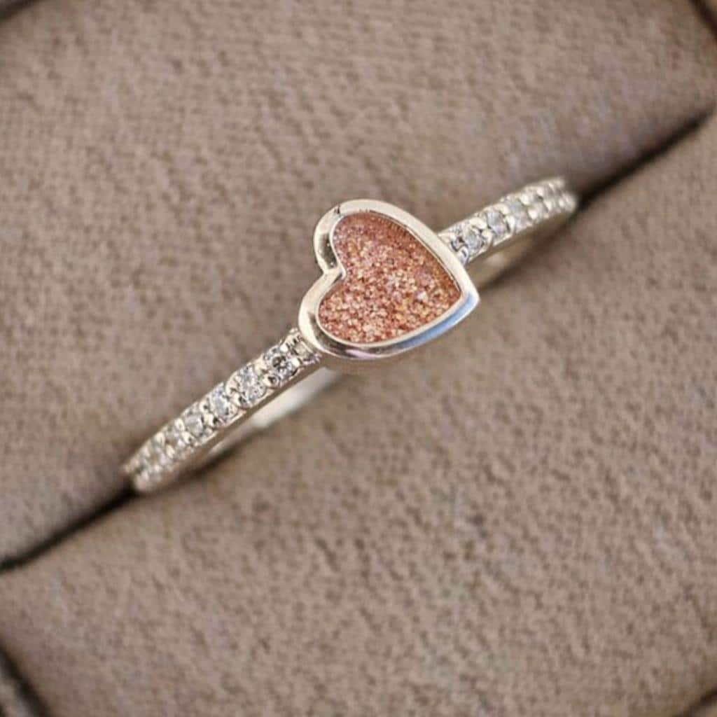 Sterling Silver 925 Heart Ring – Memorial Ashes Ring – Minimalist Heart Band – Keepsake Jewellery – Cremation Ring – Forever With You