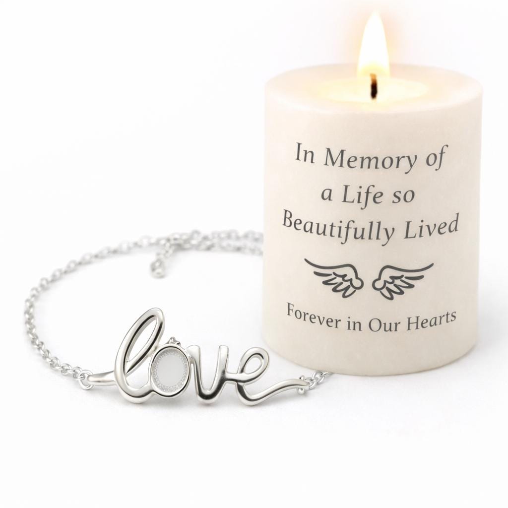 Memorial Love Bracelet with Ashes – Sterling Silver Keepsake with Custom Resin Colour
