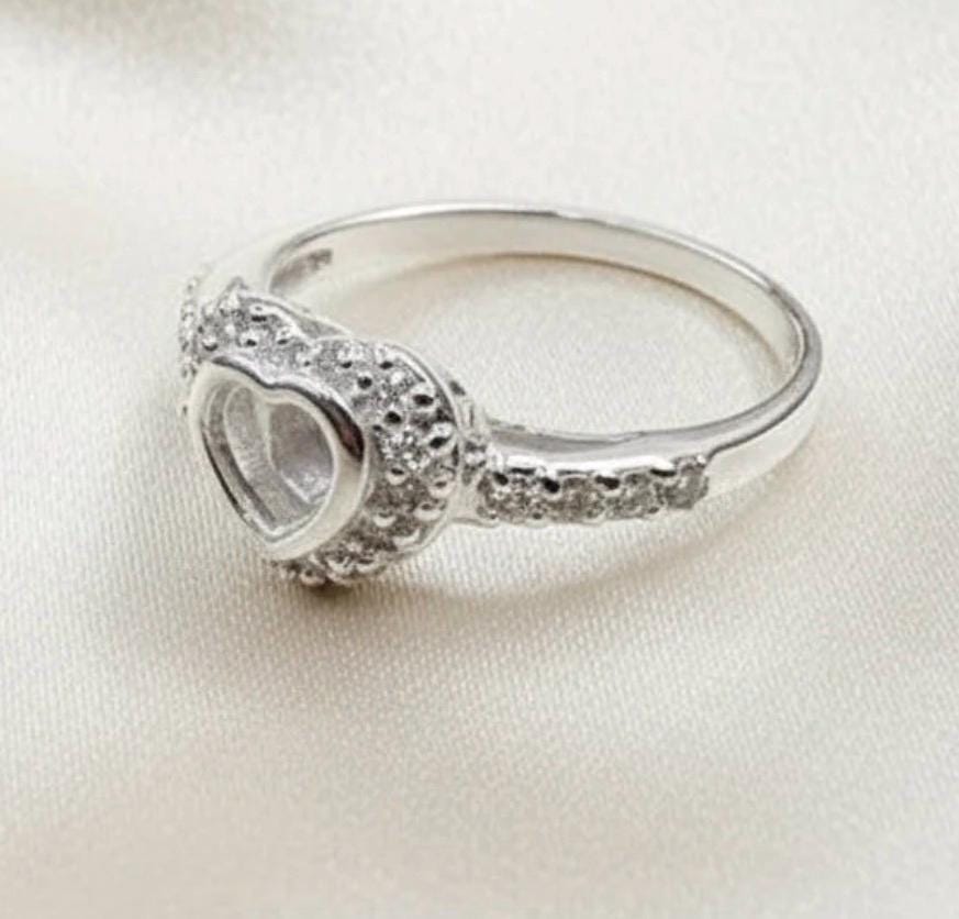 Personalised Memorial Heart Ring with Ashes –  cremation-pet loss- Sterling Silver Keepsake