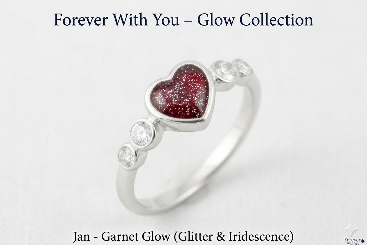 Sterling Silver Heart Ashes Ring: Memorial Keepsake, Pet Loss, UK Studio Crafted & inclusion kit