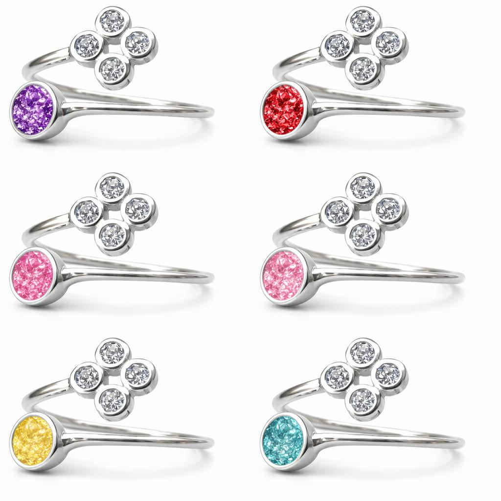 Personalised Memorial Ring – Sterling Silver Bezel with CZ Cluster cremation ring ashes