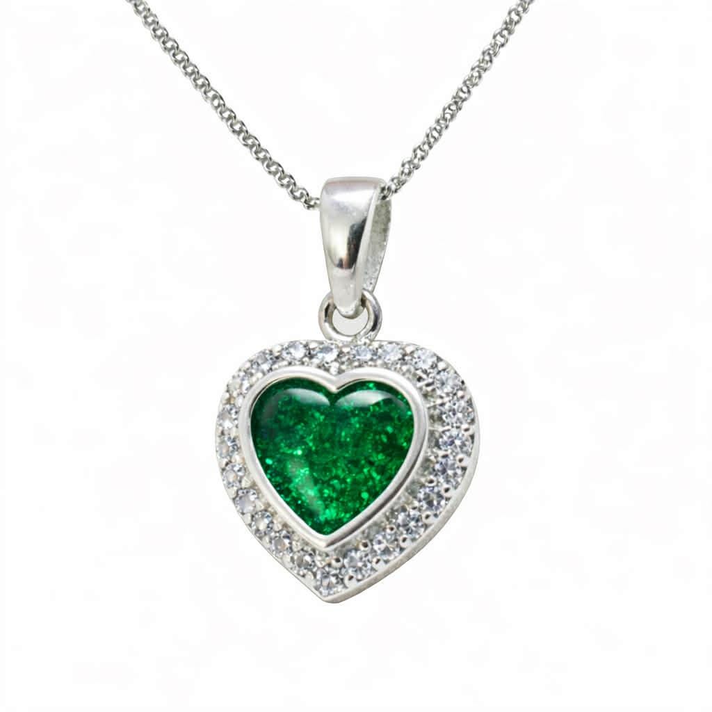 Custom Heart Memorial Necklace, Sterling Silver 925 Keepsake Jewelry (Ashes, Hair, Fur)