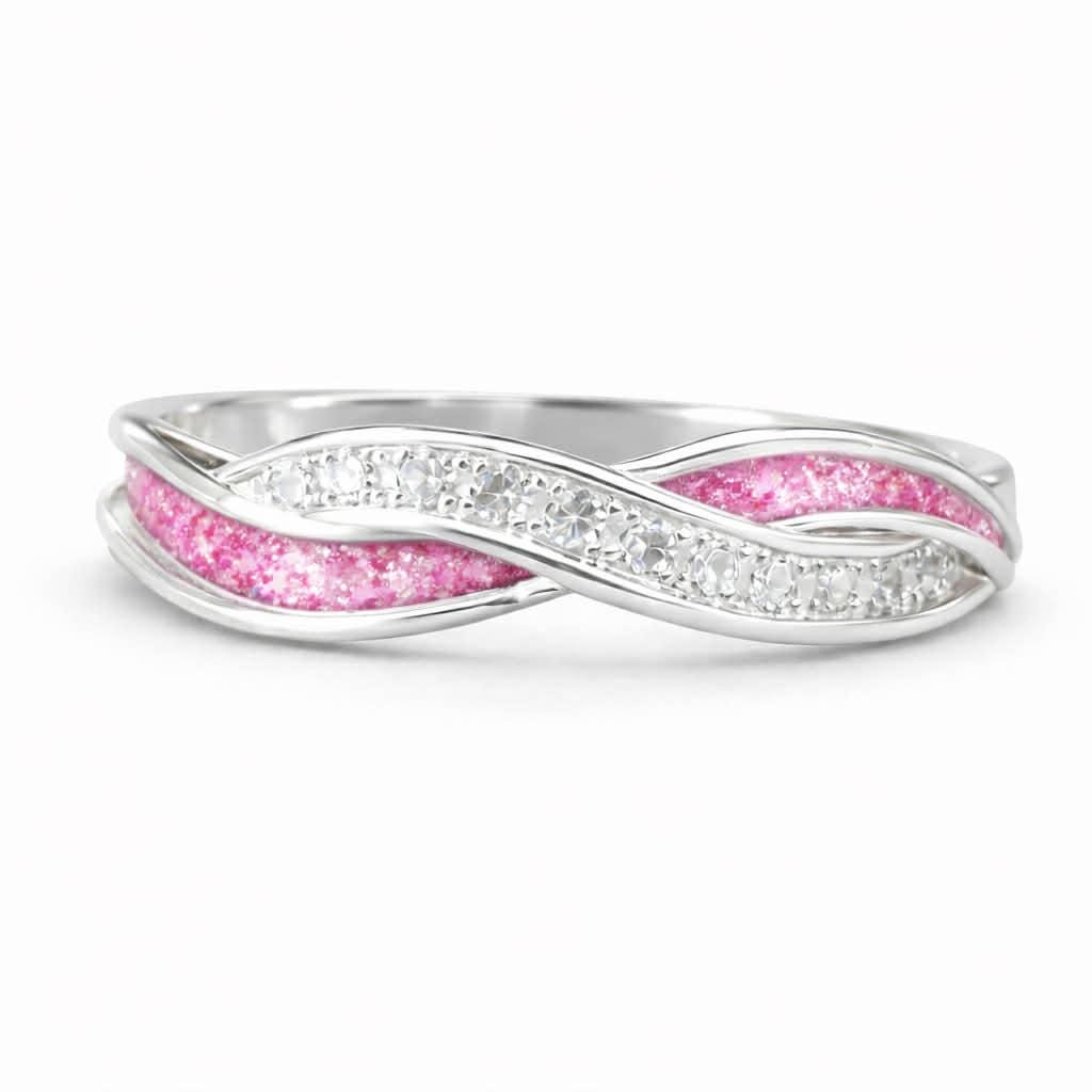 Personalised Memorial Wave Ring with Ashes – Sterling Silver Keepsake