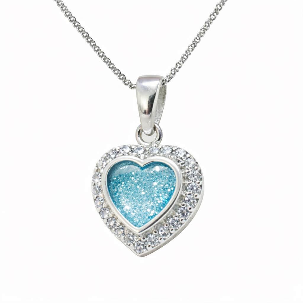 Custom Heart Memorial Necklace, Sterling Silver 925 Keepsake Jewelry (Ashes, Hair, Fur)