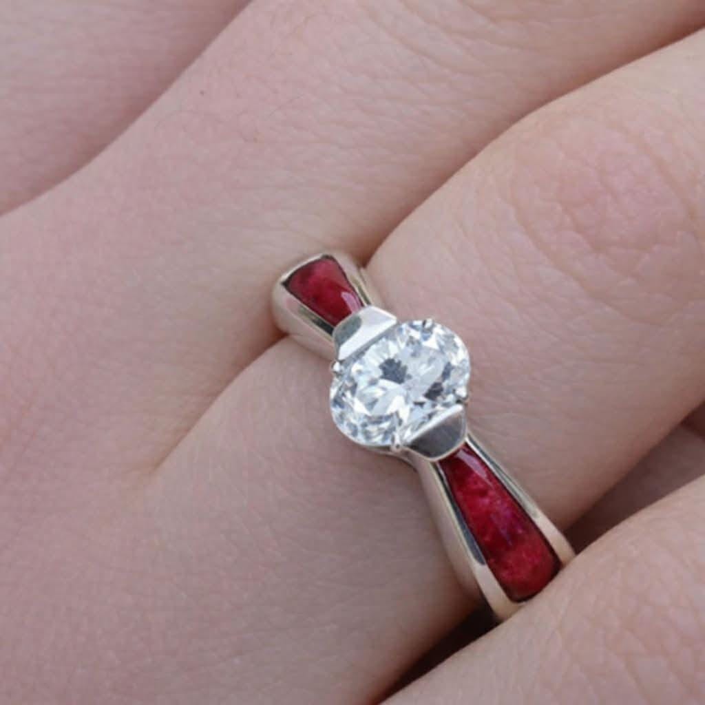 Sterling silver ashes ring with cz for cremation loved one’s memories pet loss