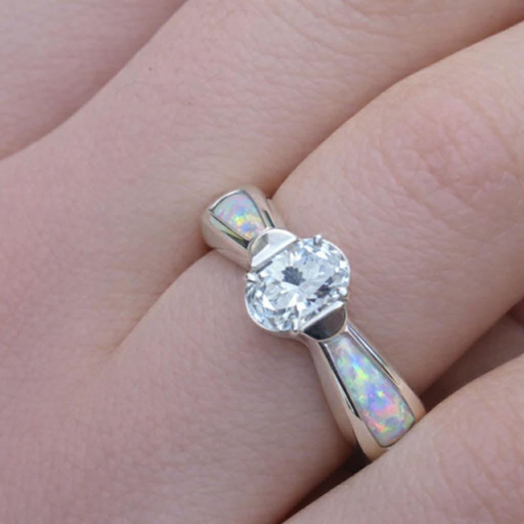 Sterling silver ashes ring with cz for cremation loved one’s memories pet loss