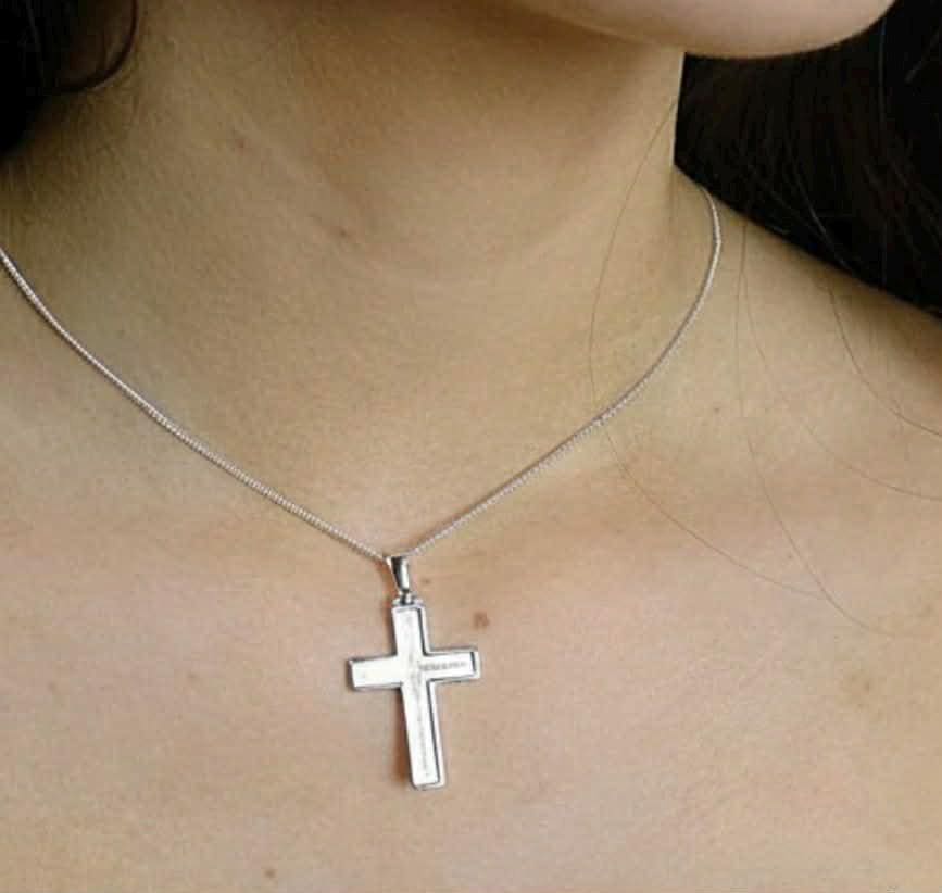 Silver Cremation Cross Pendant – Personalised Memorial Keepsake