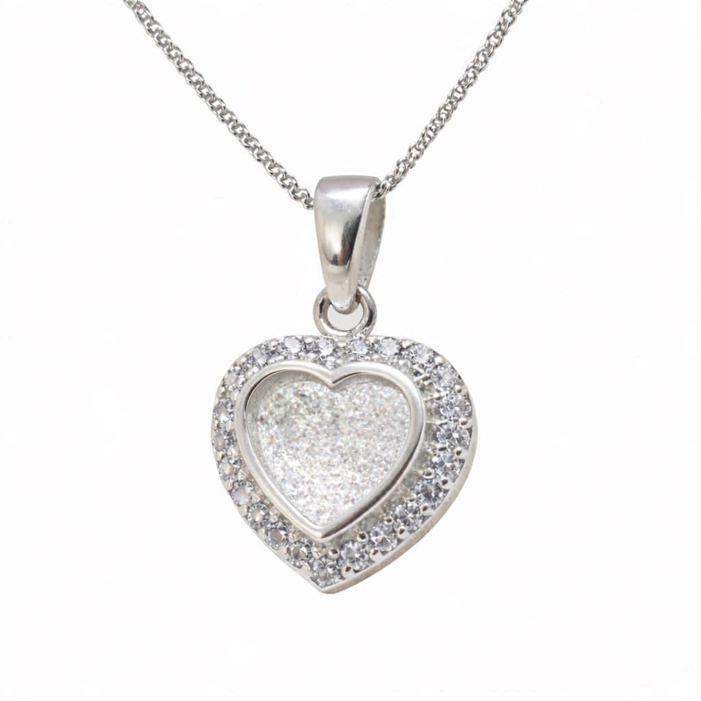 Custom Heart Memorial Necklace, Sterling Silver 925 Keepsake Jewelry (Ashes, Hair, Fur)