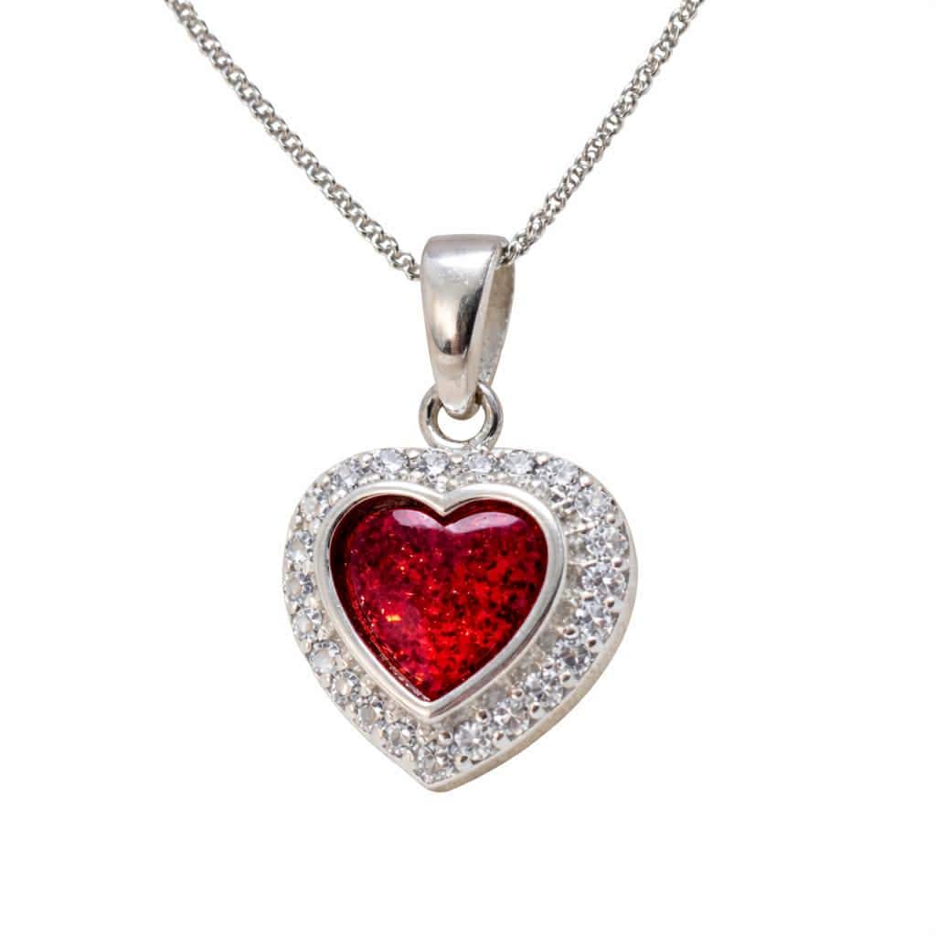 Custom Heart Memorial Necklace, Sterling Silver 925 Keepsake Jewelry (Ashes, Hair, Fur)