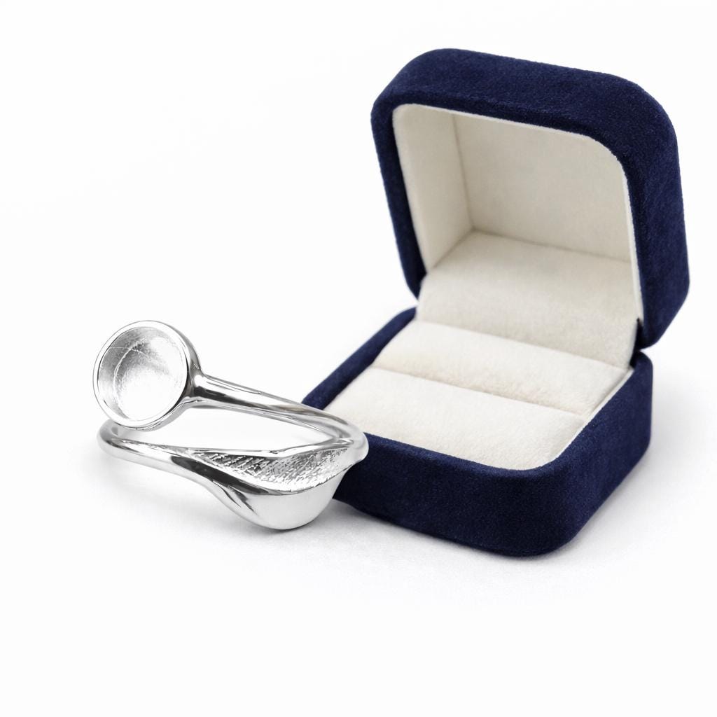 Personalised Sterling Silver Memorial Ring – Round Bezel Cremation Keepsake