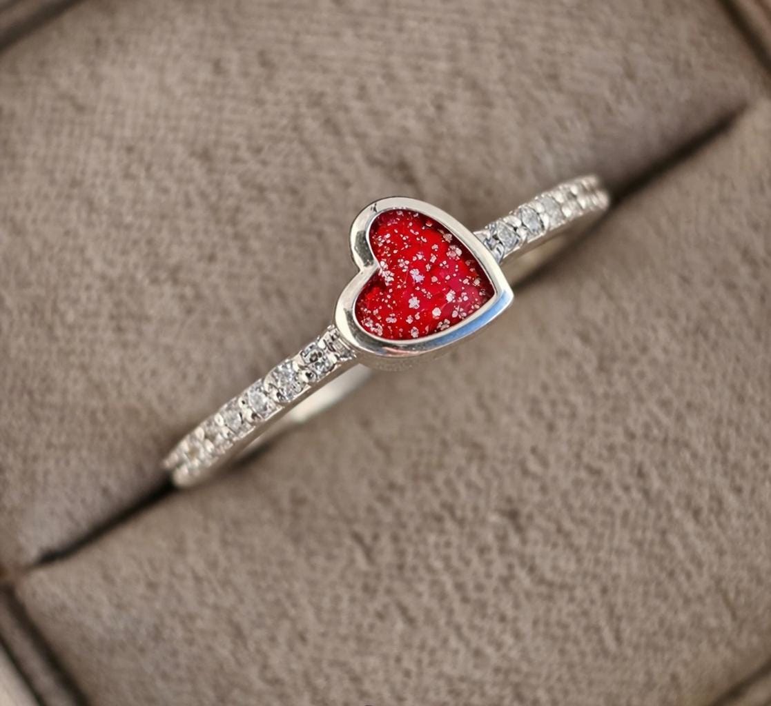 Sterling Silver 925 Heart Ring – Memorial Ashes Ring – Minimalist Heart Band – Keepsake Jewellery – Cremation Ring – Forever With You