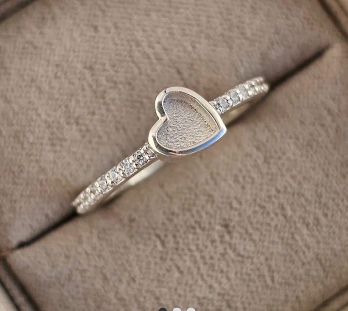 Sterling Silver 925 Heart Ring – Memorial Ashes Ring – Minimalist Heart Band – Keepsake Jewellery – Cremation Ring – Forever With You