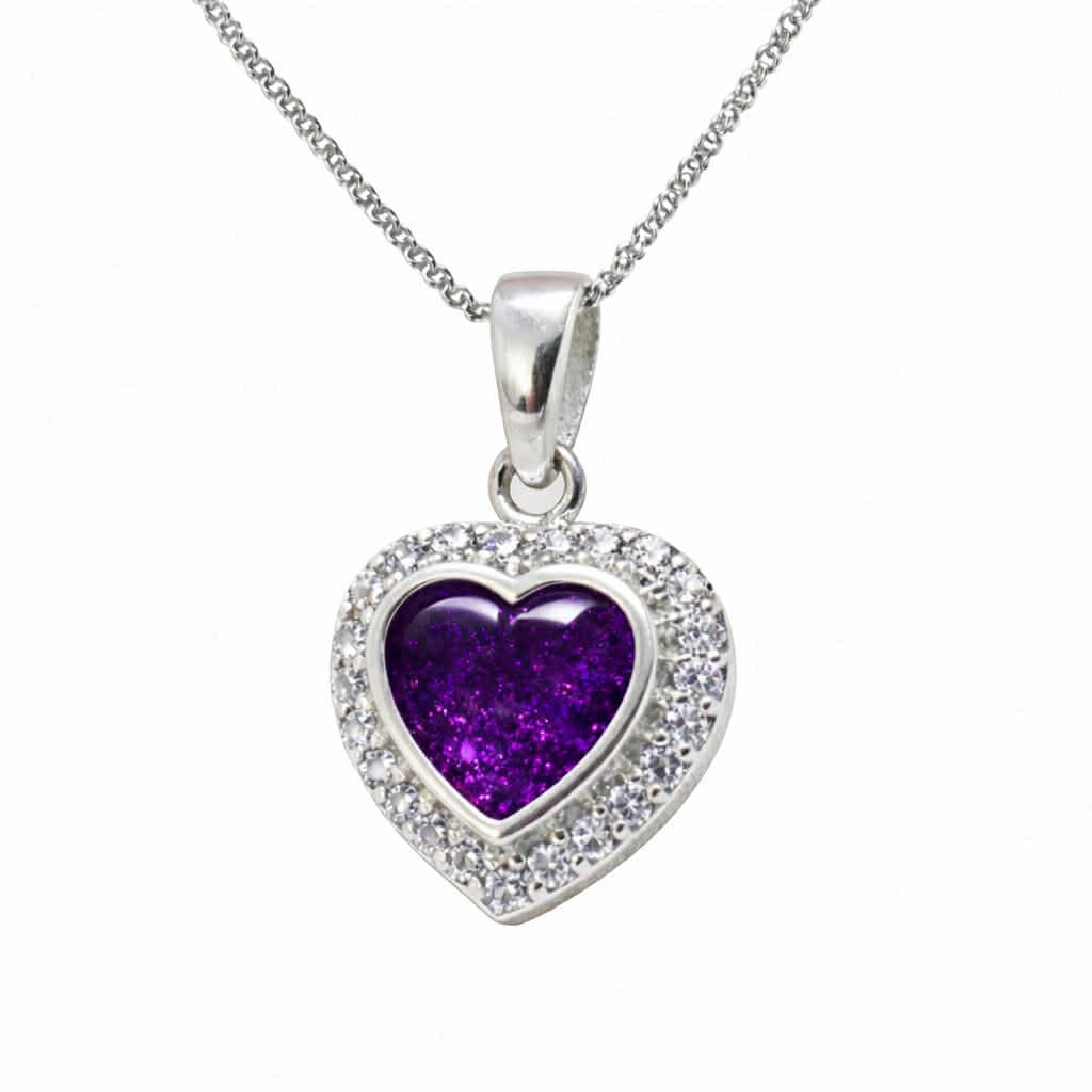 Custom Heart Memorial Necklace, Sterling Silver 925 Keepsake Jewelry (Ashes, Hair, Fur)