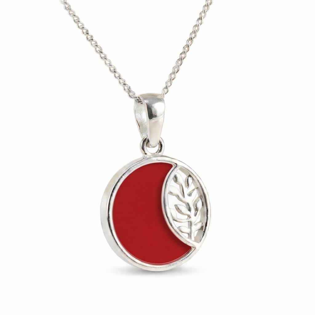 Sterling Silver Tree of Life Memorial Necklace – Crescent Moon Ashes Pendant 18 Inch Chain