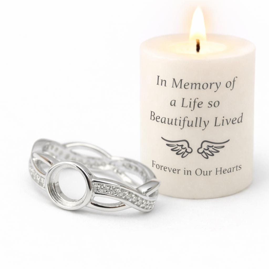 Memorial Ashes Ring – Cremation Keepsake Jewellery – Remembrance Ring for Loved Ones