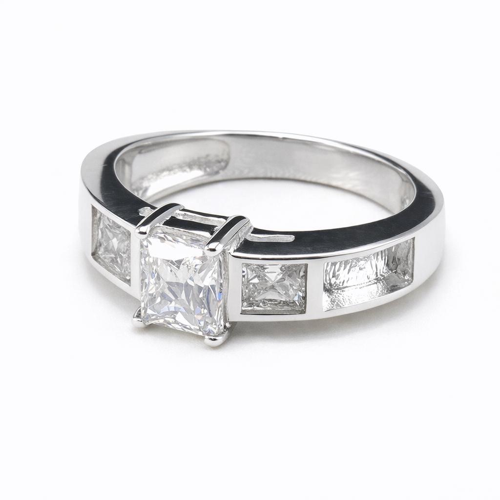 Custom Memorial Ring – Sterling Silver Cushion Cut Stone for Ashes (Keepsake Jewelry)