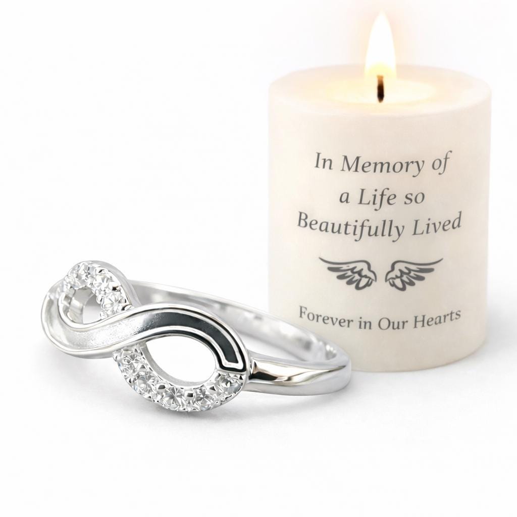 Personalised Memorial Infinity Ring with Ashes – Sterling Silver Keepsake