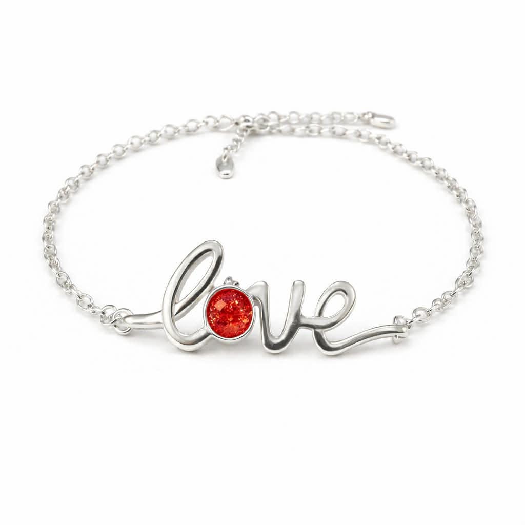 Memorial Love Bracelet with Ashes – Sterling Silver Keepsake with Custom Resin Colour & inclusion kit